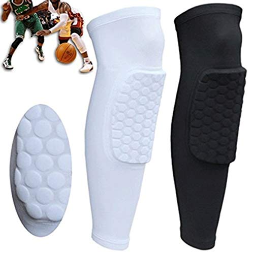 JohnJohnsen Niños Adultos Pad Baloncesto Rodilla de la Pierna de Manga Larga Protección de Engranajes Rodilleras CrashProof Becerro Soporte de esquí/Snowboard Rodillera (Negro)