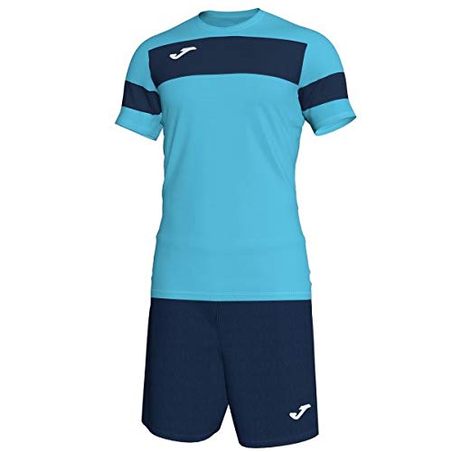 Joma Academy II Set Equipacion M/Corta, Hombre, Turquesa Fluor/Marino