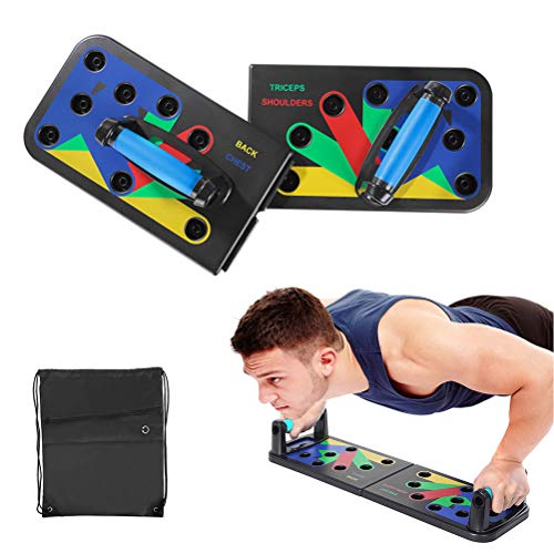 Jourbon 9 en 1 Plegable Push Up Rack Board con empuñadura para Entrenamiento Muscular, Forma efectiva, Sistema Plegable Push-Up, Multifuncional Push Up System Gym Grizzly Brett liegestuetz