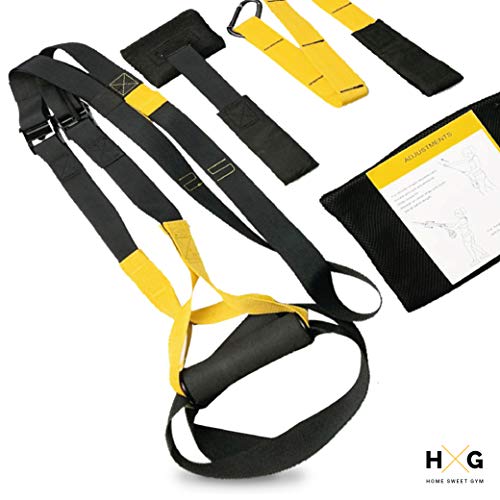 JOWY Suspension Trainer o Training con Correas Ajustables de Carga hasta 500kg es Ideal para Ejercicios y Entrenamientos de Musculación, Fitness o Crosstraining. Tu casa es tu Gimnasio.