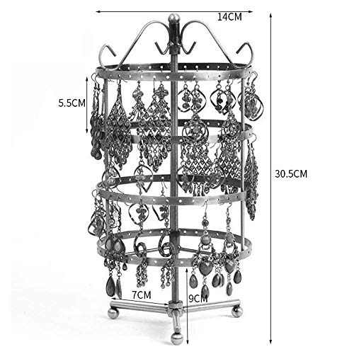 Joyería soporte de exhibición de la joyería titular Soporte de la joyería del metal del sostenedor de la pulsera del pendiente del collar blanco y Negro colgantes del estante colgante (Color: Negro, t