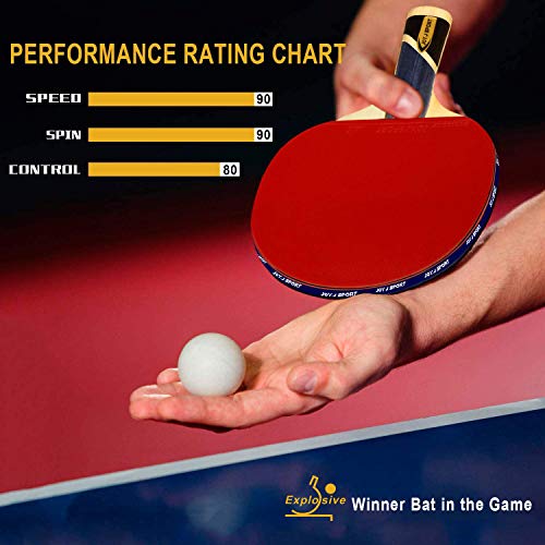 Joy.J Sport - Raqueta de ping-pong profesional con funda, pala TT con goma aprobada por la ITTF, perfecto para intermedios y avanzados, ., Intermedio-Avanzado