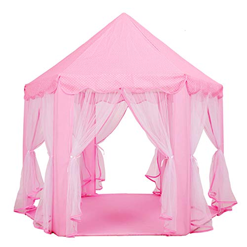 joylink Juego de Castillo, Princesa Interior Tiendas Tienda de Juego para niños al Aire Libre Portable Gran Playhouse con pequeñas Luces de Estrellas, 53 '' x 55 '' (DxH) (Rosado 2)