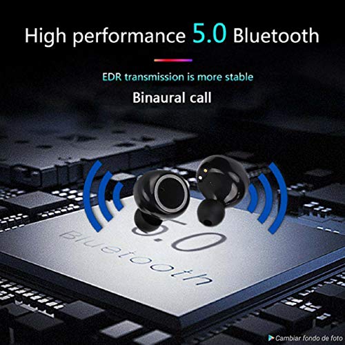 JSG Auriculares Inalámbricos Bluetooth 5.0 TD-2 2020 Sonido Envolvente, A Prueba de Agua, Caja de Carga, Ideal para Musica, Peliculas, Deporte, Llamadas y Mucho Mas. Color (Negro)