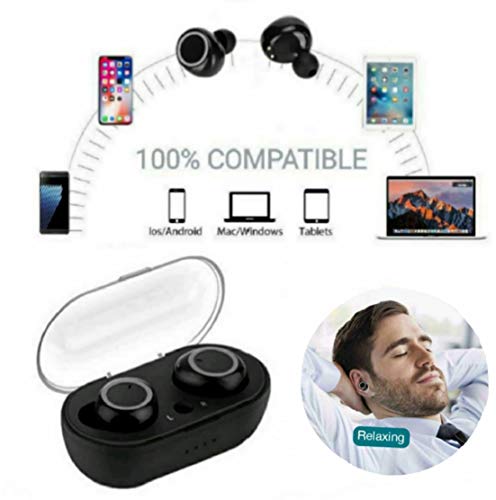 JSG Auriculares Inalámbricos Bluetooth 5.0 TD-2 2020 Sonido Envolvente, A Prueba de Agua, Caja de Carga, Ideal para Musica, Peliculas, Deporte, Llamadas y Mucho Mas. Color (Negro)