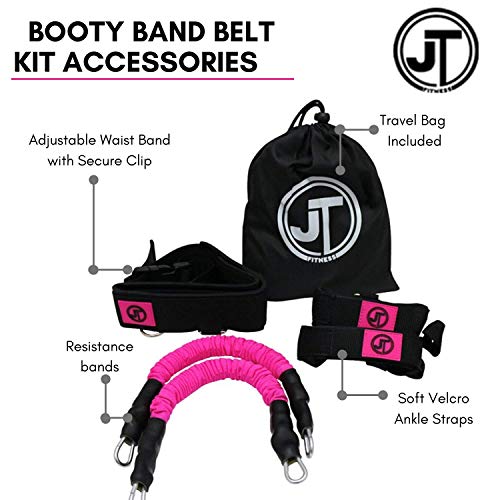 JT Fitness Booty Band Belt, banda de resistencia para piernas en casa, gimnasio, entrenamiento, fitness, rosa