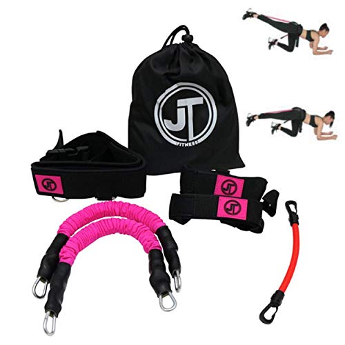 JT Fitness Booty Band Belt, banda de resistencia para piernas en casa, gimnasio, entrenamiento, fitness, rosa