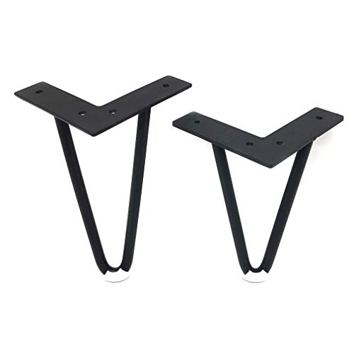 Juego de 4 Patas de Mesa Horquilla Patas,Pies de Sofá de Metal, Patas Para Muebles de Baño de Tv, Hierro - Negro - (12cm 15cm 18cm) - 2 Pilares