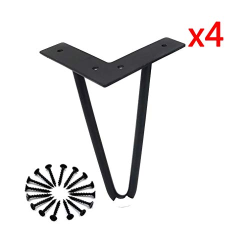 Juego de 4 Patas de Mesa Horquilla Patas,Pies de Sofá de Metal, Patas Para Muebles de Baño de Tv, Hierro - Negro - (12cm 15cm 18cm) - 2 Pilares