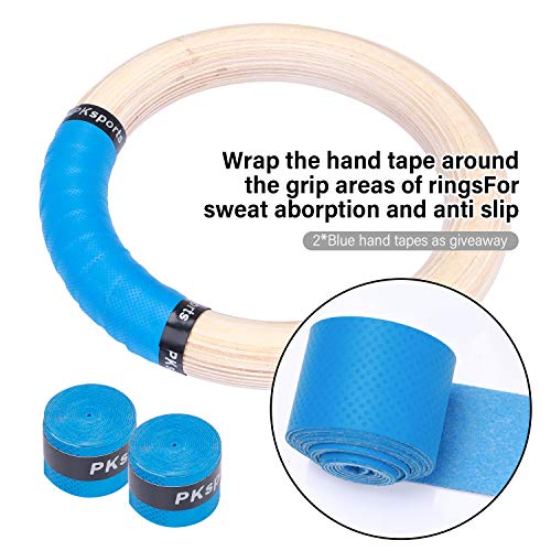 Juego de anillos de madera olímpica para gimnasia y fitness, juego de anillos de madera para gimnasia atlética antideslizante, para dominadas musculares con 2 correas ajustables, anillos de fitness