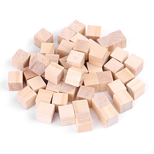 Juego de bloques de madera, cubos de madera cuadrados naturales sin terminar DIY artesanías de madera hechas a mano artesanías accesorios decorativos para niños rompecabezas haciendo(10mm（50Pcs）)
