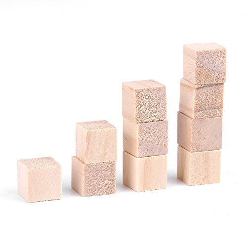 Juego de bloques de madera, cubos de madera cuadrados naturales sin terminar DIY artesanías de madera hechas a mano artesanías accesorios decorativos para niños rompecabezas haciendo(10mm（50Pcs）)