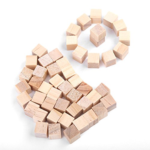 Juego de bloques de madera, cubos de madera cuadrados naturales sin terminar DIY artesanías de madera hechas a mano artesanías accesorios decorativos para niños rompecabezas haciendo(10mm（50Pcs）)