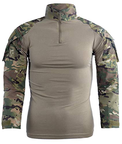 Juego de camiseta y pantalones tácticos de combate para hombre, manga larga, de ripstop, uniforme militar de caza multicam, Comando Supremo de Submarinos y Bosques, para Airsoft