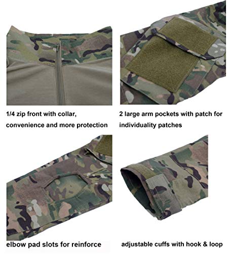 Juego de camiseta y pantalones tácticos de combate para hombre, manga larga, de ripstop, uniforme militar de caza multicam, Comando Supremo de Submarinos y Bosques, para Airsoft