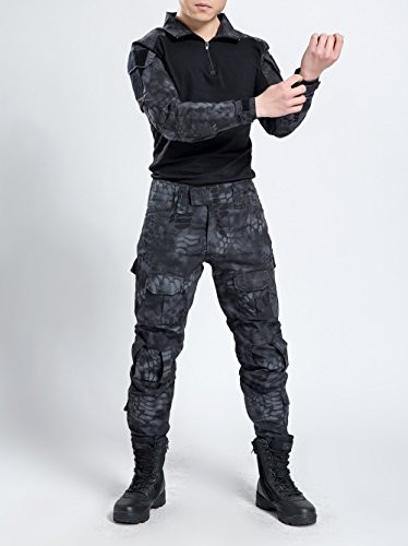 Juego de chaqueta y pantalones comando, diseño de camuflaje y estilo uniforme militar, color Black Python Camouflage, tamaño X-Large