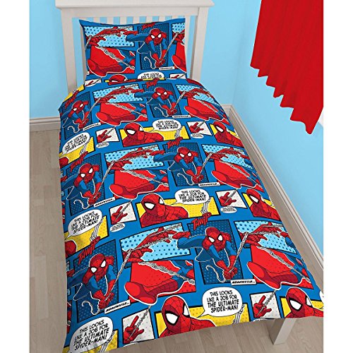 Juego de funda de edredón y funda de almohada con diseño del Hombre Araña, individual, reversible