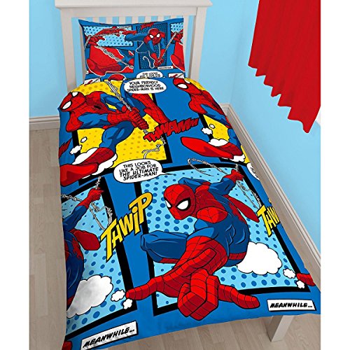 Juego de funda de edredón y funda de almohada con diseño del Hombre Araña, individual, reversible