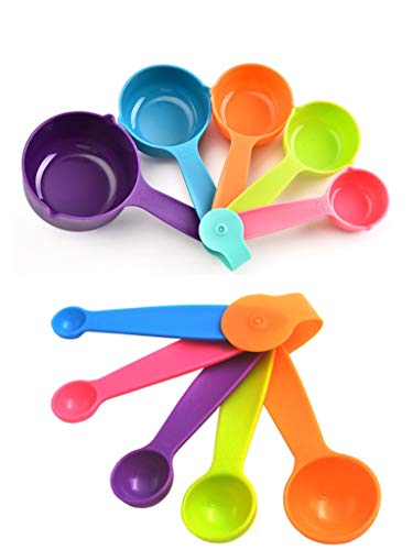Juegos de 10 Cucharas Medidoras Plástico Cucharas y Tazas Medidoras Multicolor Medidoras de Cocina Medidoras Reposteria Apto para lavavajillas