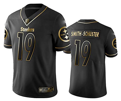 JuJu Schuste Hombres Jersey de fútbol Americano # 19, Camiseta de Jersey Sudadera de Rugby para Hombre Jersey de fútbol Americano Camiseta de Manga Corta Deporte Top Ropa Deportiva-Black-M(175~180)