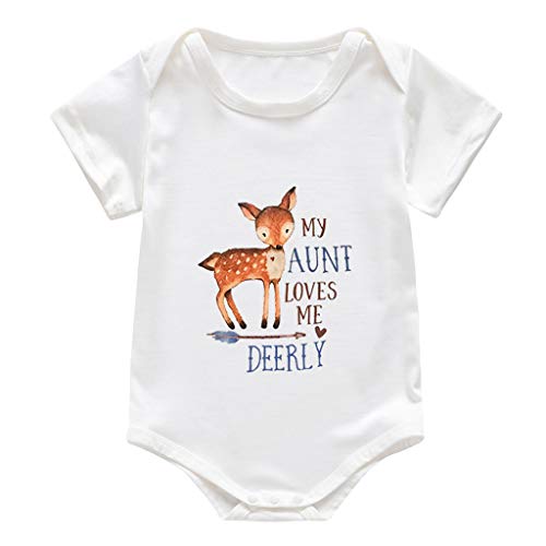 Julhold - Body de algodón para recién nacido, para bebés y niñas, diseño de ciervos, estampado de animales, para bebés de 3 a 24 meses Marrón marrón 6-12 Meses