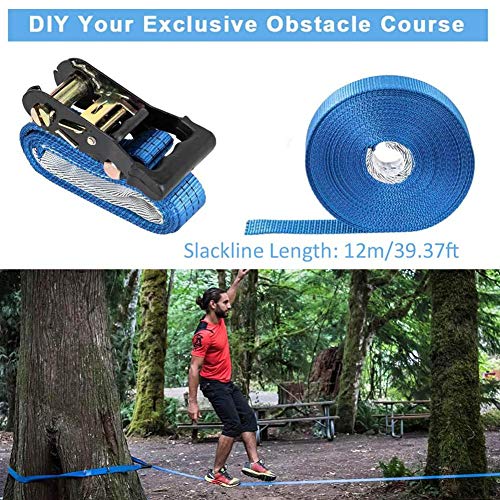 Junean Ninja Obstacle Course Line Kit, Ninja Slackline Monkey Bar Kit Outdoor Tree Hanging Obstáculos Line Training Equipment Patio Al Aire Libre Diversión para Niños Adultos Familia