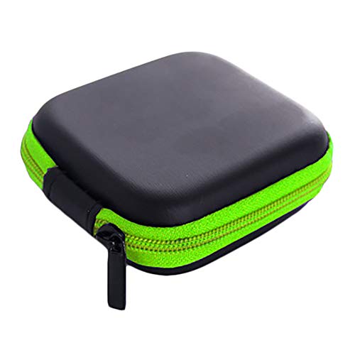 JUNGEN Monedero Cuadrado pequeño Creativo Bolsa de Auriculares Bolsa de Almacenamiento para Moneda Llave U Disco Cartera de Cremallera de PU para Hombre Mujer (Verde)