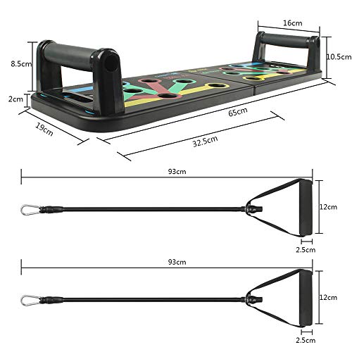 Junta Muscular 13 en 1 Push Up Board con bandas de resistencia Portátil Press Up Board Multifunción Equipo de gimnasio en casa para hombres Mujeres Ejercicio Entrenamiento Entrenamiento de fuerza