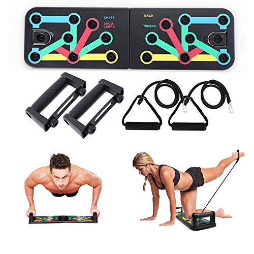 Junta Muscular 13 en 1 Push Up Board con bandas de resistencia Portátil Press Up Board Multifunción Equipo de gimnasio en casa para hombres Mujeres Ejercicio Entrenamiento Entrenamiento de fuerza