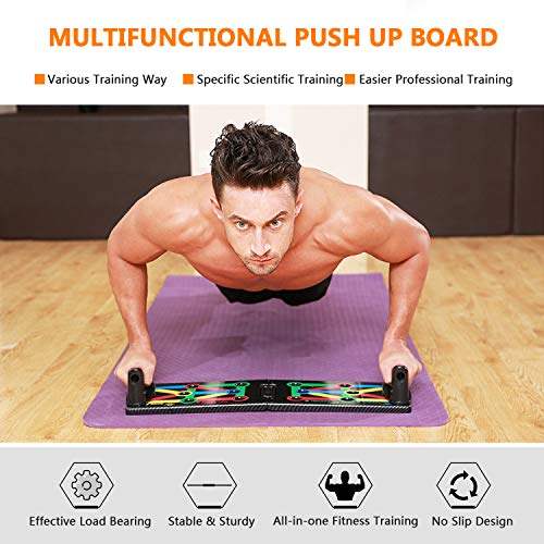 Junta Muscular 13 en 1 Push Up Board con bandas de resistencia Portátil Press Up Board Multifunción Equipo de gimnasio en casa para hombres Mujeres Ejercicio Entrenamiento Entrenamiento de fuerza