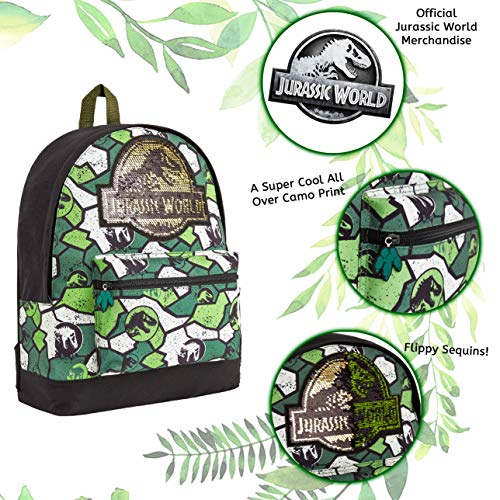 Jurassic World Mochilas Escolares, Material Escolar de Jurassic Park, Mochila Infantil Indominus Rex con Diseño de Camuflaje, Regalos Originales para Niños Niñas Adolescentes