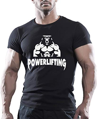 Jurcom Printing Ltd Powerlift Bear - Camiseta de algodón para hombre, color negro Negro Negro ( XL