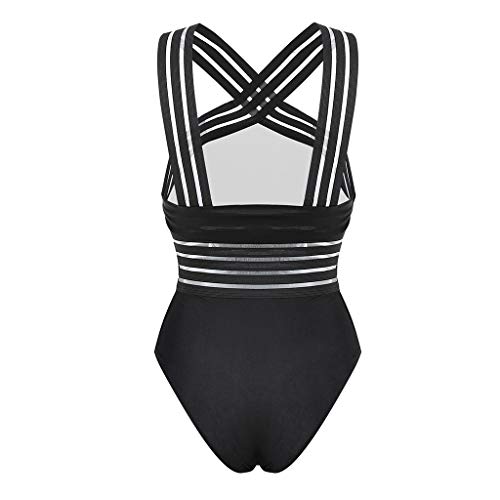 JURTEE Siamés Solid Color Bikini Monokini Push-Up Pad Trajes De Baño De Una Pieza Slim Fit Ropa De Playa para Mujer (S, Negro)