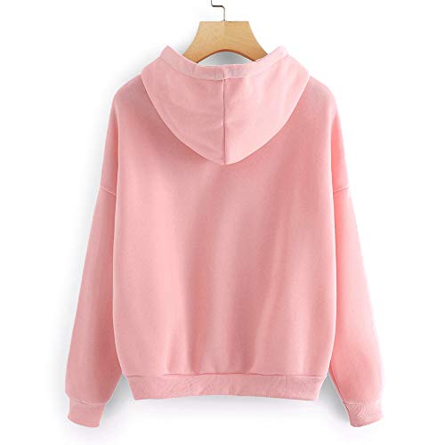 K-youth Sudadera con Capucha de Manga Larga con Estampado de Corazones para Mujer Deporte Sudaderas Mujer Tumblr Invierno Anchas (Rosa, S)