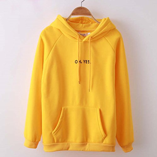 K-youth Sudaderas para Mujer, OH, Yes.” Letras Mujer Sudaderas con Capucha Manga Larga Sudaderas Tumblr Mujer Blusa Tops (Amarillo, M)