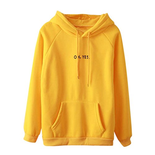 K-youth Sudaderas para Mujer, OH, Yes.” Letras Mujer Sudaderas con Capucha Manga Larga Sudaderas Tumblr Mujer Blusa Tops (Amarillo, M)