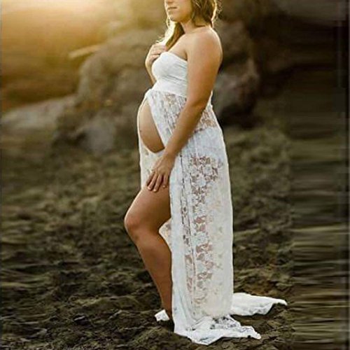 K-youth® Vestidos Mujer Fiesta Largos Boda Vestido Embarazada Larga Vestido de Maternidad Faldas Fotográficas de Maternidad Apoyos De Fotografía Vestidos (Blanco, M)