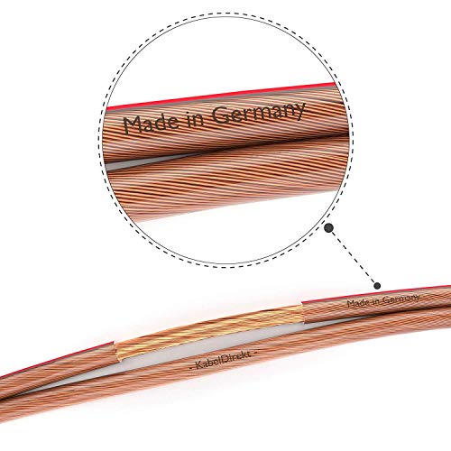 KabelDirekt 15m Cable de Altavoces (2x2,5mm² Cable de Altavoz HiFi, Made in Germany, de Cobre Puro, con indicación de polaridad, para el Mejor Sonido Posible de su Sistema de música)