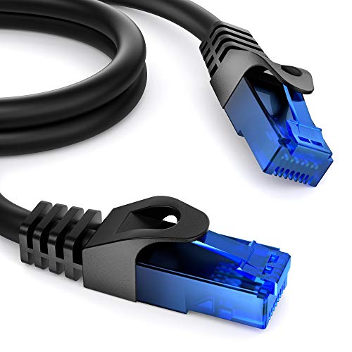 KabelDirekt - 25m - Cable de Red, Cable Ethernet y LAN - (transmite hasta 1 Gigabit por Segundo y es Adecuado para switches, routers, módems con Entrada RJ45, Negro-Azul)