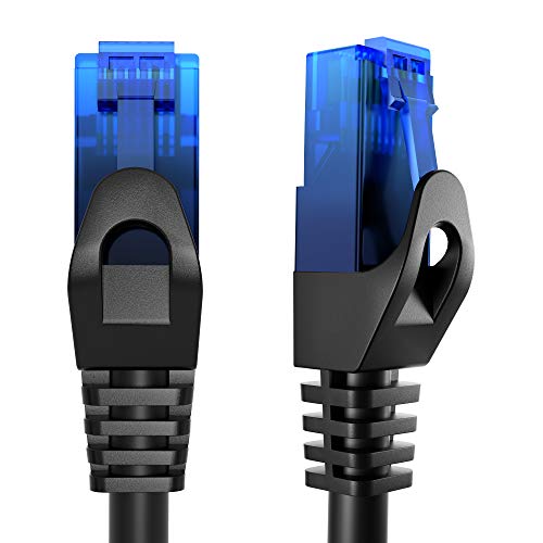 KabelDirekt - 25m - Cable de Red, Cable Ethernet y LAN - (transmite hasta 1 Gigabit por Segundo y es Adecuado para switches, routers, módems con Entrada RJ45, Negro-Azul)