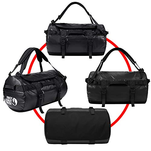 KALIDI Bolsa de Deporte, Resistente al Agua para Camping, Senderismo, Viajes, Gimnasio (Negro, 70L)