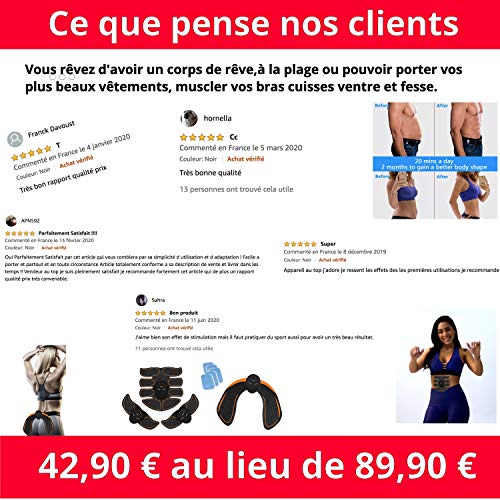 kames skoss prestige Electroestimulador Abdominales, Masculino Femenino, Keat Estimulador Muscular Brazo + Muslos + Piernas, Músculos de Masaje, (Noir)