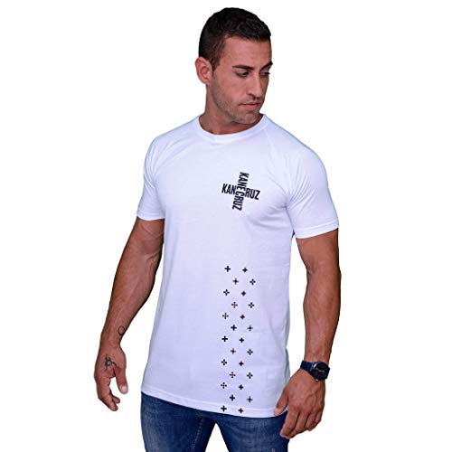 Kane Cruz - Brave Cross White Black - Camiseta Manga Corta Hombre - Fabricada en España - Moda Urbana (M)