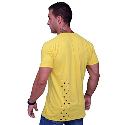 Kane Cruz - Brave Cross Yellow Black - Camiseta Manga Corta Hombre - Fabricada en España - Moda Urbana (XL)