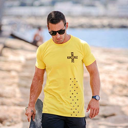 Kane Cruz - Brave Cross Yellow Black - Camiseta Manga Corta Hombre - Fabricada en España - Moda Urbana (XL)