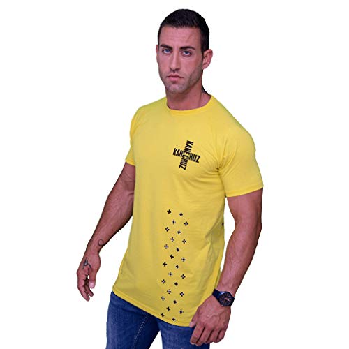 Kane Cruz - Brave Cross Yellow Black - Camiseta Manga Corta Hombre - Fabricada en España - Moda Urbana (XL)