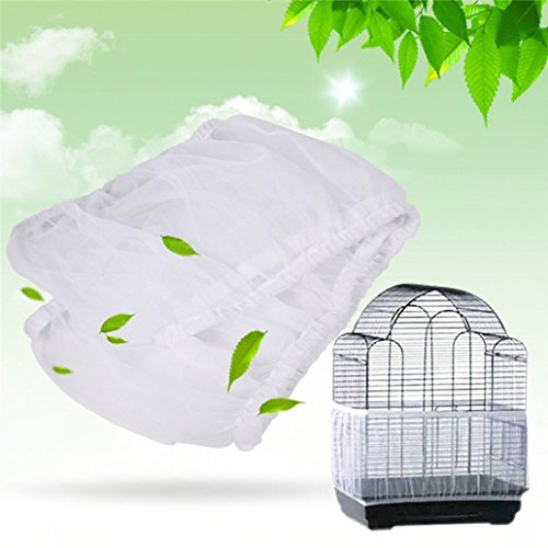 Kangql Nylon Mesh Ventilated Bird Cage Cover A Prueba De Polvo Shell Seed Catcher Pet Product - White M