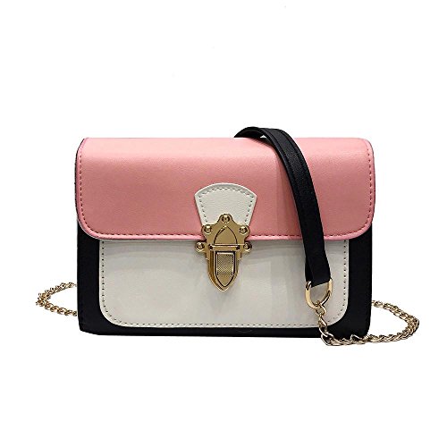 KanLin1986 Mujeres Casual Bolsos de hombro patchwork Hebilla aleta bolso pequeño Bolso de mano Crossbody para niñas Señoras (Rosa) (Verde) (Rosa)