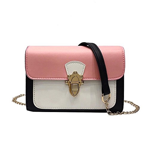 KanLin1986 Mujeres Casual Bolsos de hombro patchwork Hebilla aleta bolso pequeño Bolso de mano Crossbody para niñas Señoras (Rosa) (Verde) (Rosa)