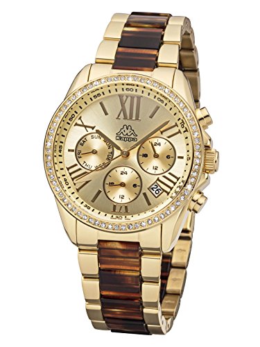 Kappa GMT KP-1413L-D - Reloj de pulsera para mujer con correa de metal e indicador de fecha